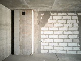 View of the kitchen under the ventilation shaft. Construction and repair of houses.