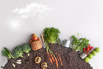 Organic fruit and vegetable garden circle