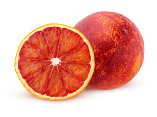 red blood orange isolated on white.