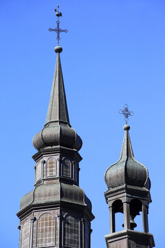 Clocher à bulbe. Architecte : Claude Amoudrus. Eglise Saint-Gervais-et-Protais. Saint-Gervais-les-Bains. Haute-Savoie. Auvergne-Rhône-Alpes. France.