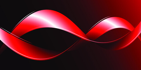 Red ribbon isolatedon dark background. Vector