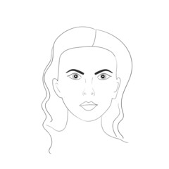 Woman silhouette art line face. Elegant female figure, beauty girl. Line art style. Trendy vector illustration isolated on white background. Contour graphics for design