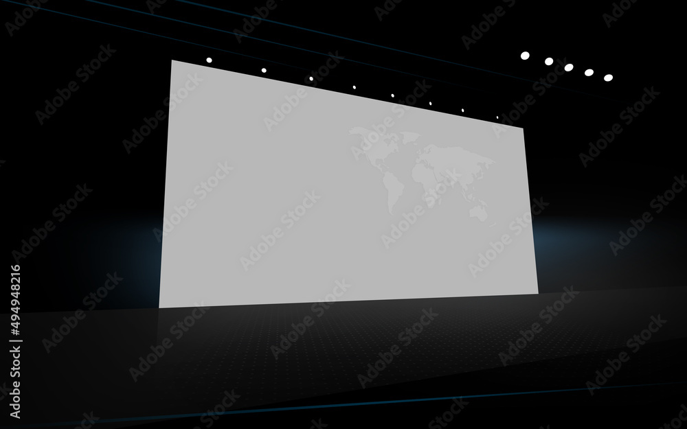 Poster 3d rendering of a graphical big screen background for products presentation