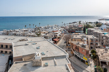 Fototapeta na wymiar Cyprus - Phapos downtown from drone view