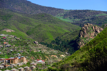 Fototapeta na wymiar Beautiful mountain landscape with Tumanyan town and surroundings, Armenia.