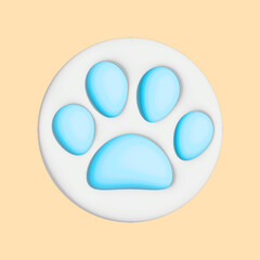 Cute vector icon of a cat's paw in 3d.