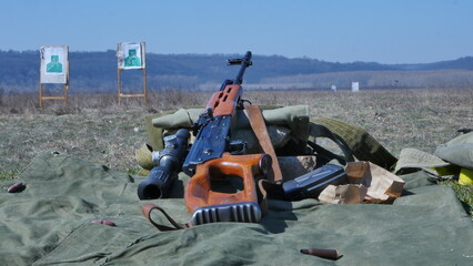 Semi-automatic rifle with sniper rifle model 1974.P.SA.L is a firearm with automatic rearmament.Romanian weapon for sniper rifles, intended to destroy various isolated targets.