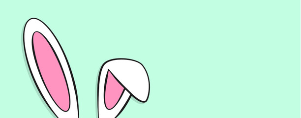 Happy Easter background with bunny ears. Vector. Cartoon
