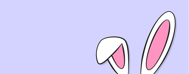 Happy Easter background with bunny ears. Vector. Cartoon
