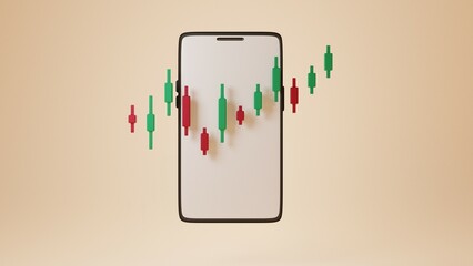 3d illustration statistics finance charts graphs analysis optimization stock market to invest business website development concept with a mobile phone 3D rendering illustration