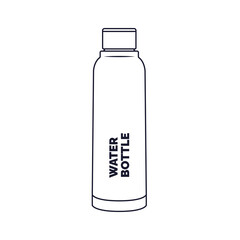 Water Bottle Outline Icon Illustration on Isolated White Background Suitable for Water Container, Thermos, Sport Drink Icon