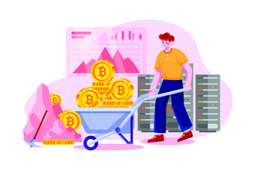 Crypto Mining System illustration concept