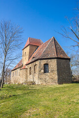Historic St. Nicolai church on top of the hill in Seeburg, Germany