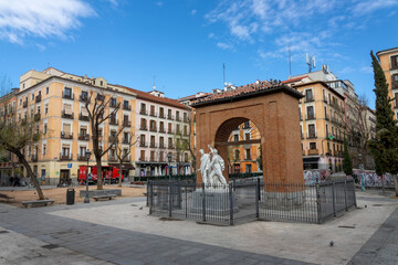 Plaza del dos de Mayo in Malasana area, Madrid, Spain - obrazy, fototapety, plakaty