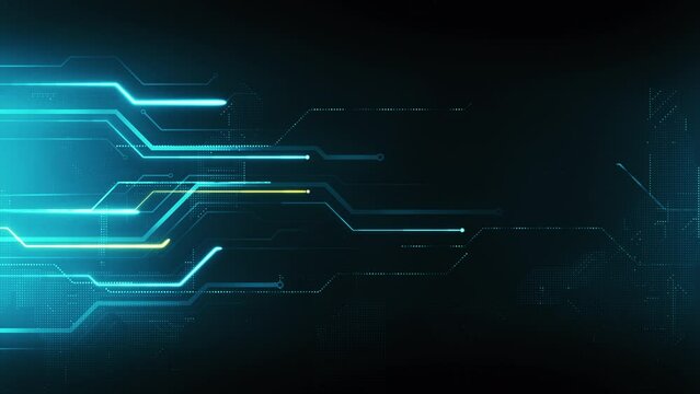 Technology background with electronics circuit lines. Futuristic cyberspace motion texture. Computer business design concept. Seamless loop.