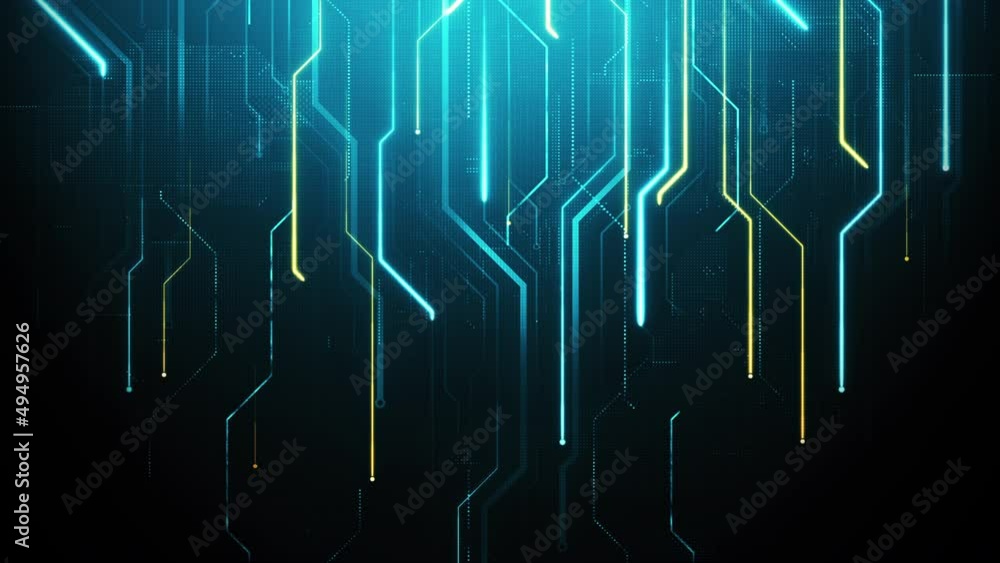 Poster technology background. circuit lines animation for electronics design concept. digital signal motion