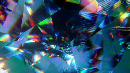Diamond facets abstract diffraction background 3D render