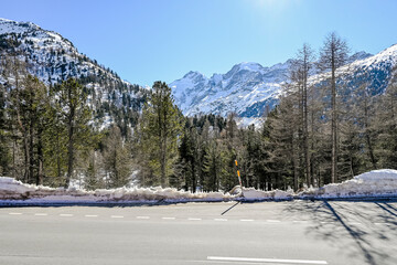 Bernina, Morteratsch, Gletscher, Val Bernina, Berninapass, Piz Bernina, Engadin, Oberengadin, Gletscherweg, Alpen, Graubünden, Winter, Schweiz