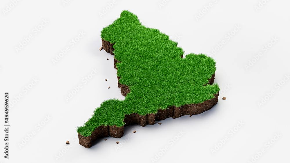 Poster 3d rendering of england map with grass field