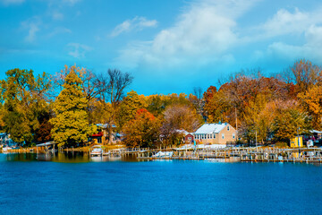 Countryside scenery at autumn season, Wisconsin, Midwest USA,
