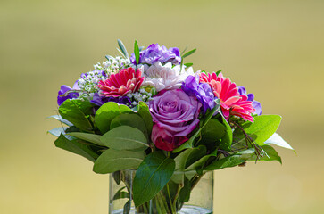 Bouquet of beautiful colors with lilac rose 