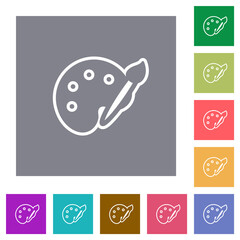 Paint kit outline square flat icons