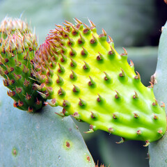 Closeup of prickly pear cactus inGozo, Malta