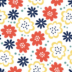 Fototapeta na wymiar Seamless floral spring pattern. Vector print for fabric