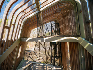 Sunny view of the Childrens Garden Treehouse in Garvan Woodland Gardens