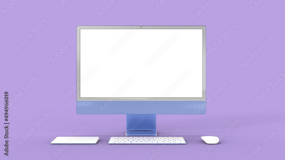 Fototapete computer display . desktop computer screen isolated. modern creative workspace background