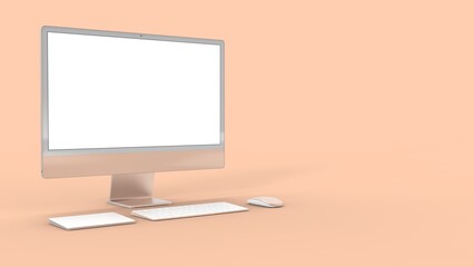 Computer display . Desktop computer screen isolated. Modern creative workspace background