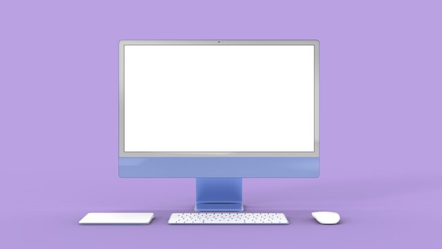 Computer display . Desktop computer screen isolated. Modern creative workspace background