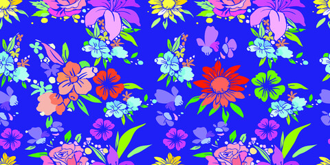 Obraz premium Seamless pattern material of an abstract flower. wallpaper vintage design background