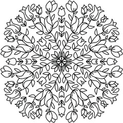 Mandala coloring book. Anti-stress coloring. Abstract vector black round, heptagon lace design - mandala, ethnic decorative element.