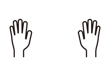 Fototapeta na wymiar シンプルな線で描いた人の両手 - 手をつく・手を挙げる・バンザイのイメージ素材