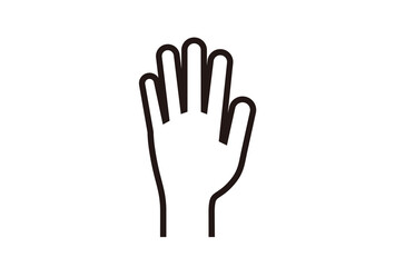 線で描いたシンプルな人の片手 - 手を挙げる・手を差し伸べる・立候補のイメージ素材