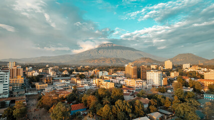 Erial view of the Arusha city, Tanzania - obrazy, fototapety, plakaty