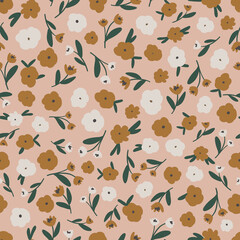 Simple Floral seamless pattern background, vector repeating digital paper for fabric, wallpaper, stationery, textile. 