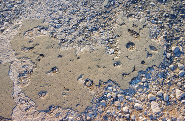 Abstract images on old asphalt road surface