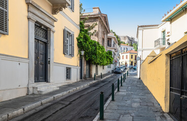 Narrow street in Athens, Greece.