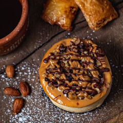 Chocolate pie with nuts and chocolate chips