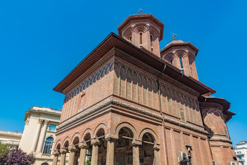 Fototapeta na wymiar Kretzulescu Church (Romanian: Biserica Kretzulescu or Crețulescu), located in Bucharest, Romania