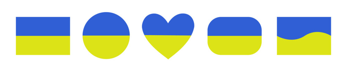 Heart circle rectangle shapes Ukrainian flag
