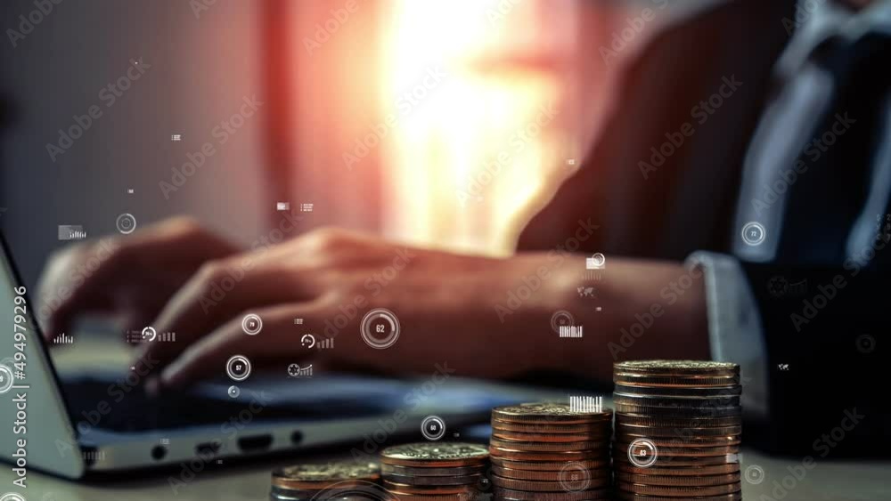 Poster conceptual business dashboard for financial data analysis . 3d render computer graphic .