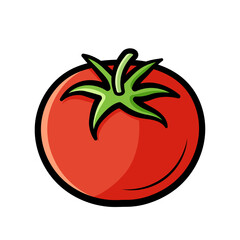 Tomato. Colorfull outline icon of vegetable. Hand drawn sketch doodle style. Isolated vector illustration on white background.