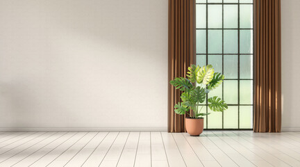 Home interior mock-up on white wall background, 3d render	