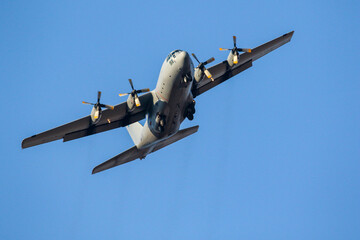 Hercules C-130 Lockheed aircraft in flight - obrazy, fototapety, plakaty