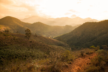 Beautiful view of the Catarina Mae Mountain in Nova Friburgo, Rio de Janei