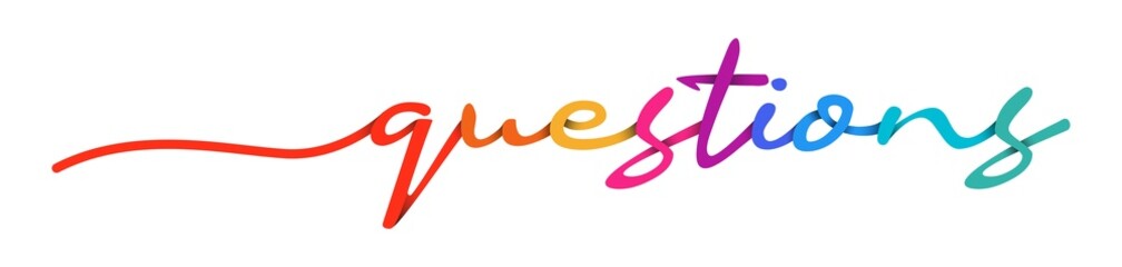 Questions Handwriting Colorful Lettering Calligraphy Banner. Greeting Card Vector Illustration.