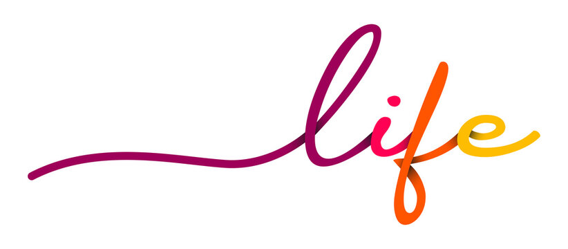 Life Handwriting Colorful Lettering Calligraphy Banner. Greeting Card Vector Illustration.